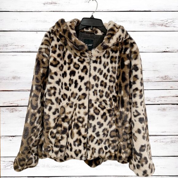 Me Jane Jacket Woman's Coat Faux Fur Zip Up Hood Size XL - Picture 2 of 12